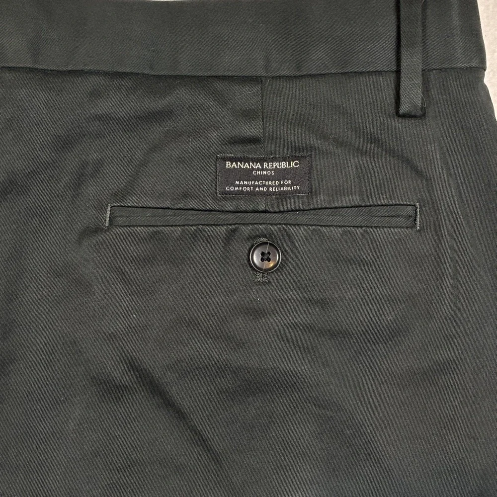 Banana Republic Aiden Chino Mens 36x29 Dark Forest Green Slim Preppy Stretch
